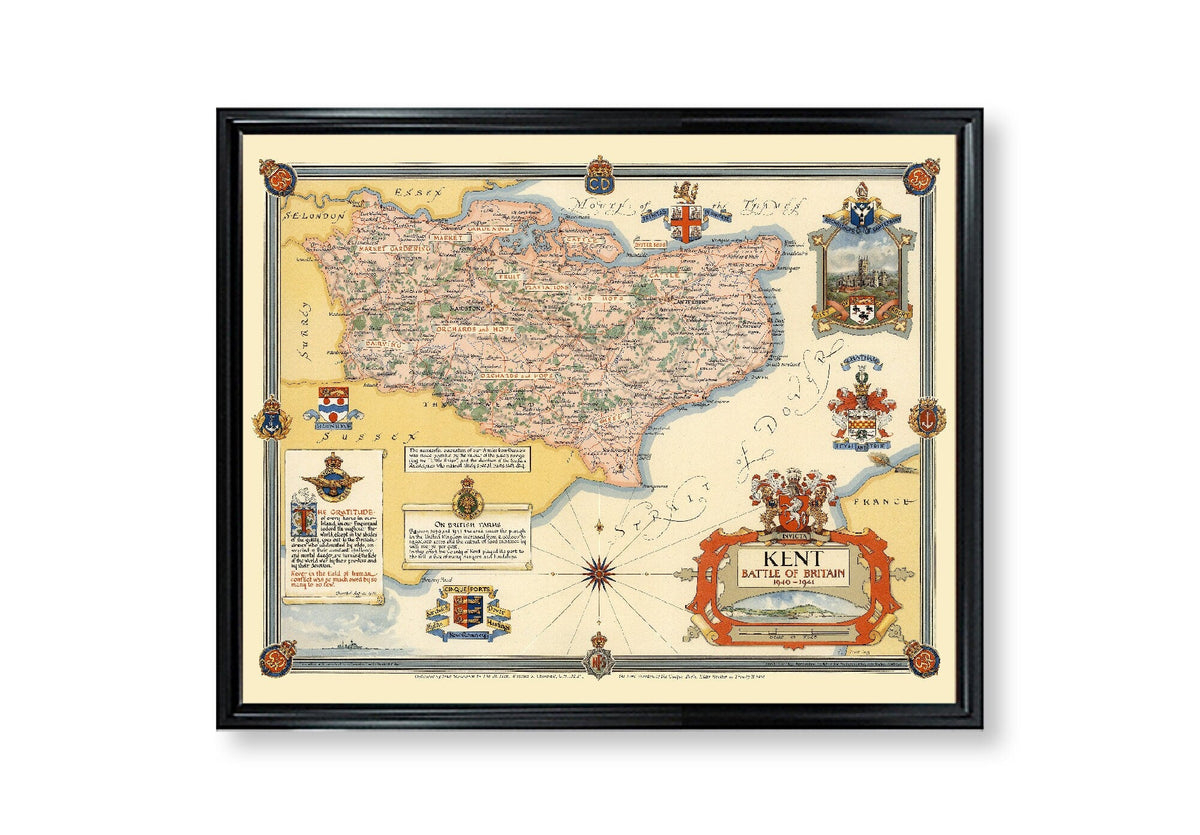 Kent England Map - Vintage 1946 Archival Print by Maps Vintage