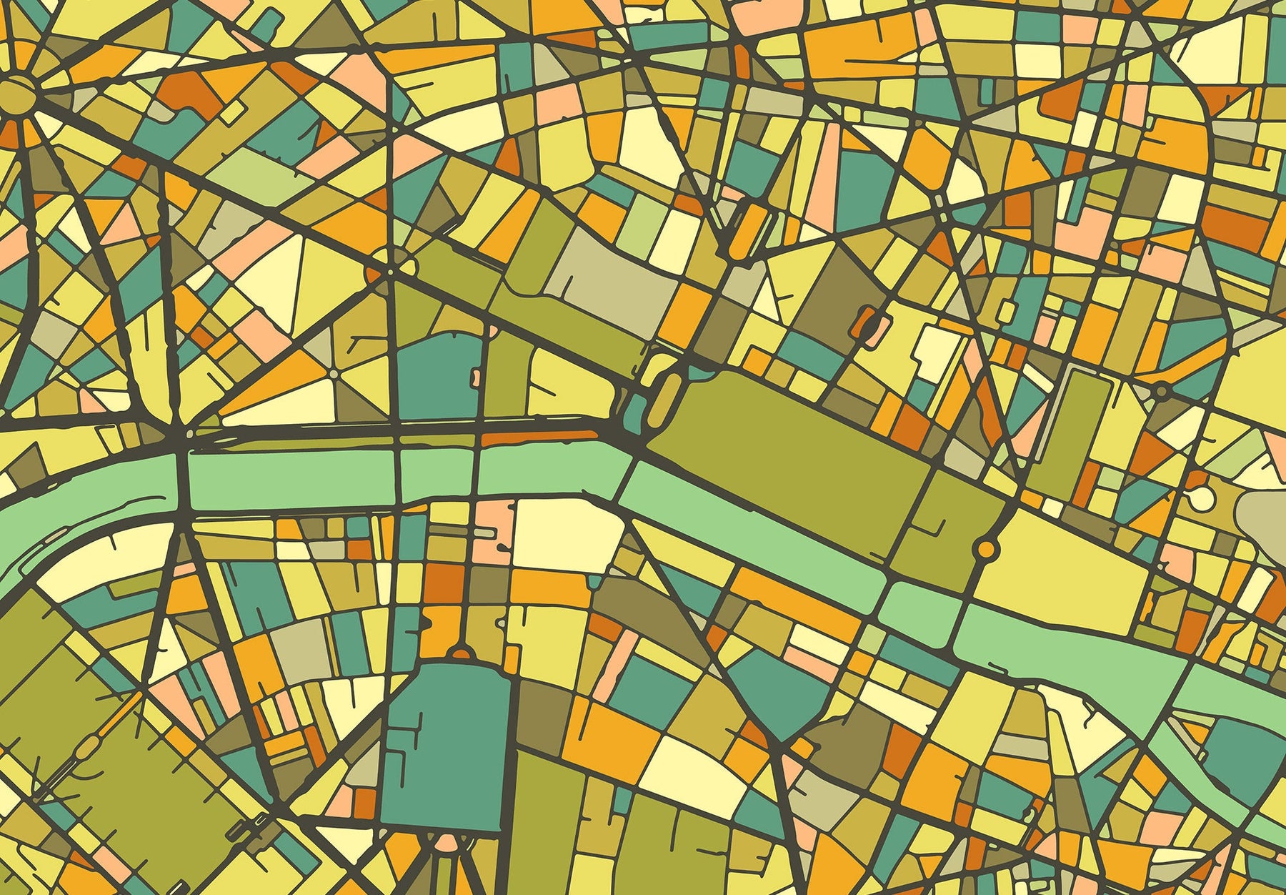 Mosaic City Map Prints on Archival Paper | MapsVintage– Maps Vintage