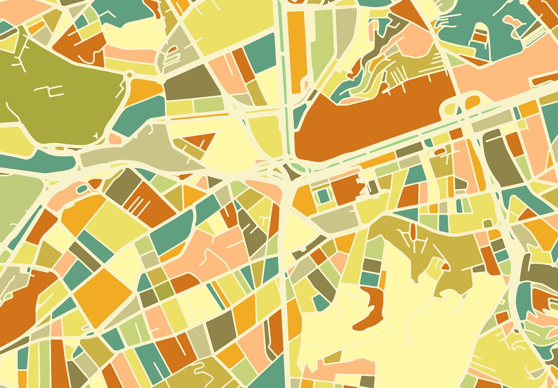 Mosaic City Map Prints on Archival Paper | MapsVintage– Maps Vintage